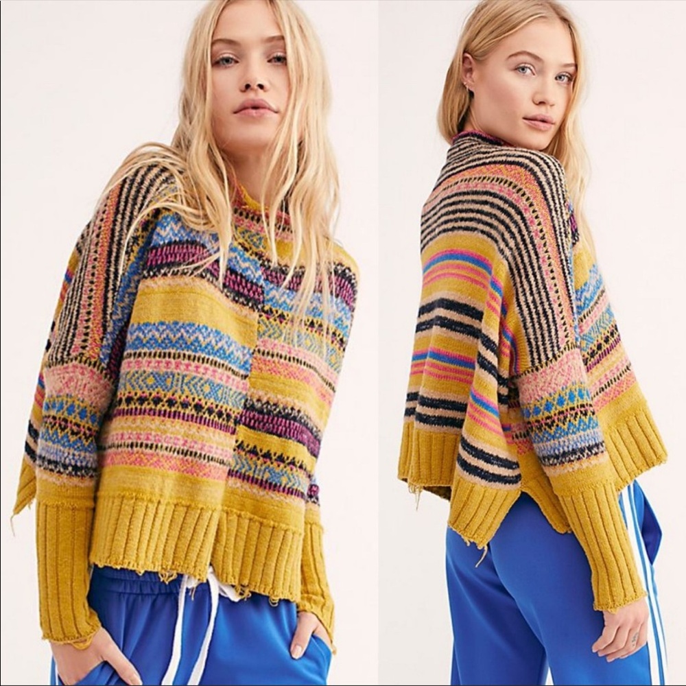 Free People All the Pattern Mock Neck Pullover - Picture 1 of 7